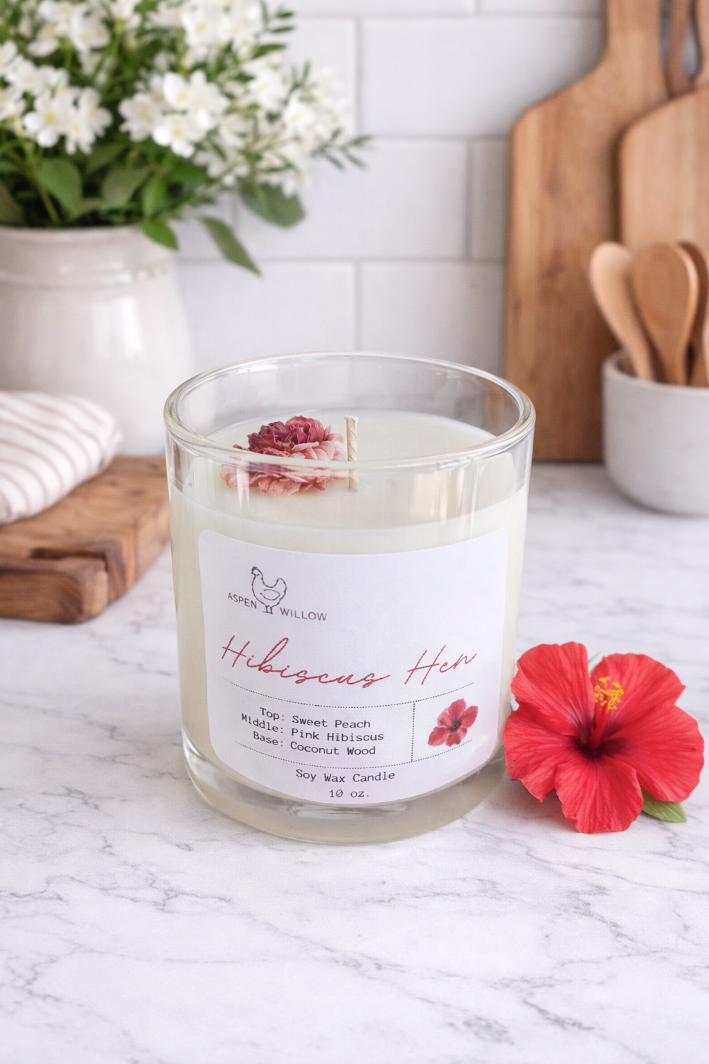 Hibiscus Hen - Soy Wax Candle